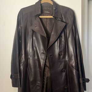 Cole Haan leather coat in chocolate